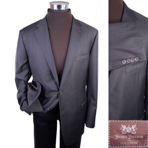 Hickey Freeman Beacon Sz 46R Sport Coat Jacket Blazer Micro-Check Wool/Silk EUC